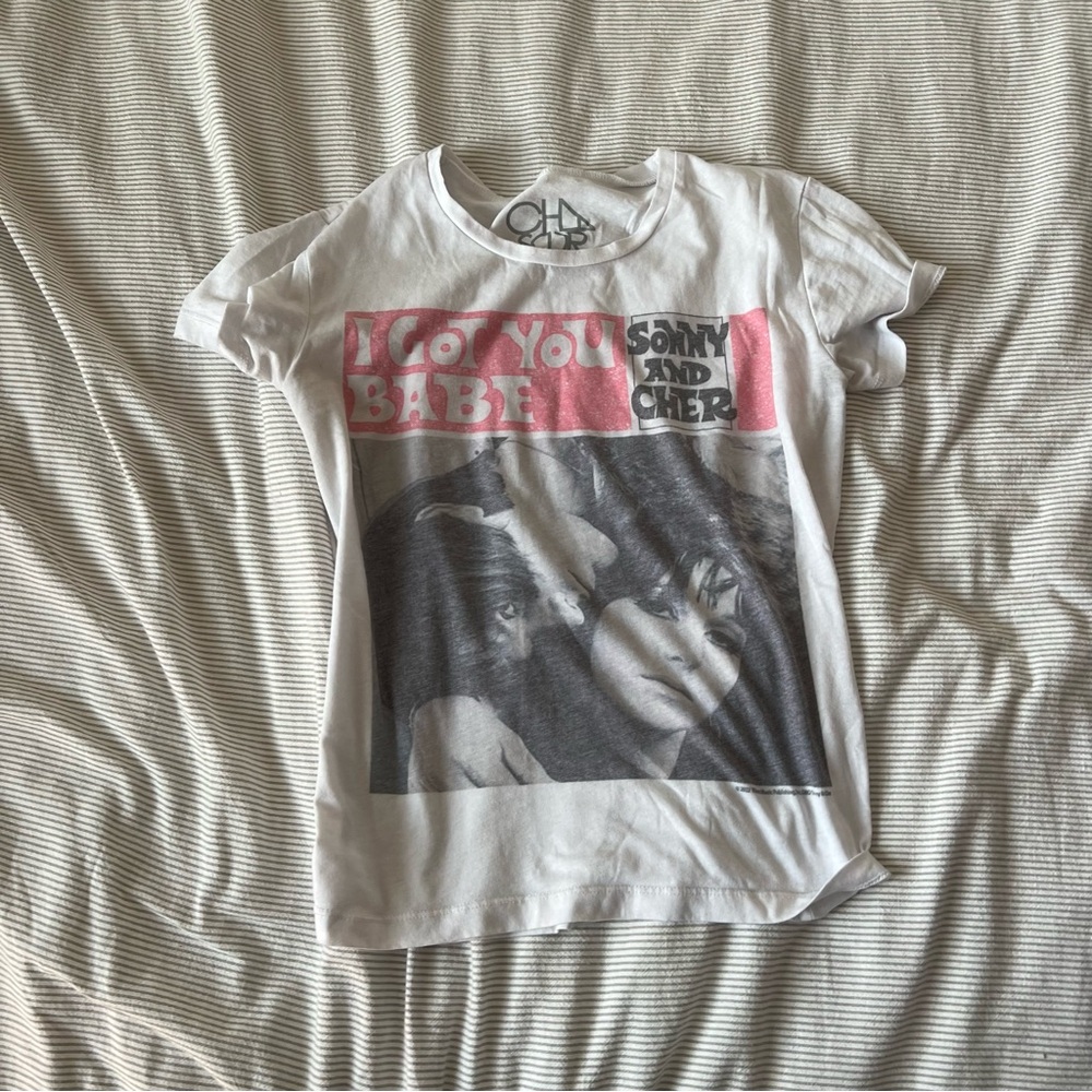 White Graphic Tee with Retro Print